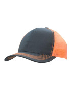 Czapka truckerka w kolorze granatowym z pomarańczowymi elementami