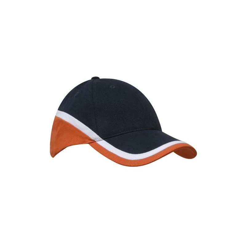 Czapka 4026 w kolorze granatowym z pomarańczowymi elementami