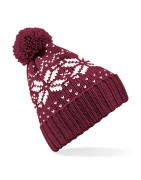 Czapka Fair Isle Snowstar - B456 - Burgundy/White
