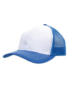 Czapka truckerka w kolorze białym z niebieskimi elementami