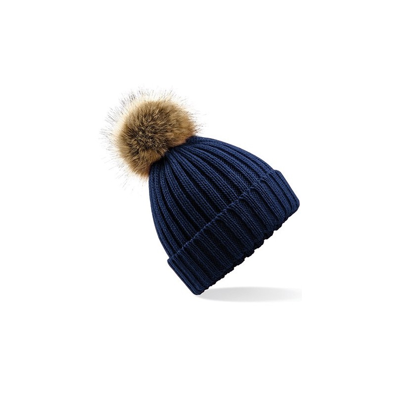 Fur Pom Pom Chunky Beanie
