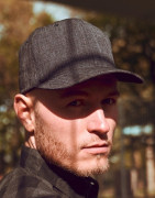 Czapka typu Full Cap model 6277FM - szara, czarny spód daszka