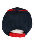 Czapka w kolorze granatowa z czarwonymi elementami